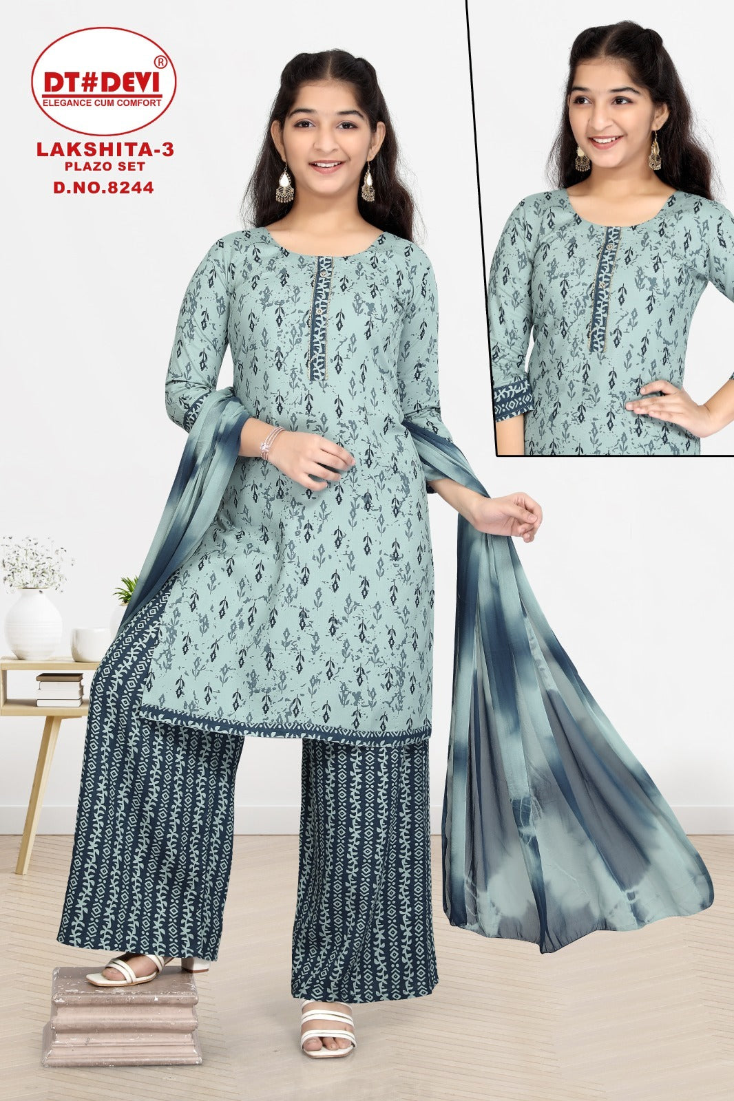 8244-Lakshita Vol 3 Dt Devi Rayon  Readymade Plazzo Style Suits