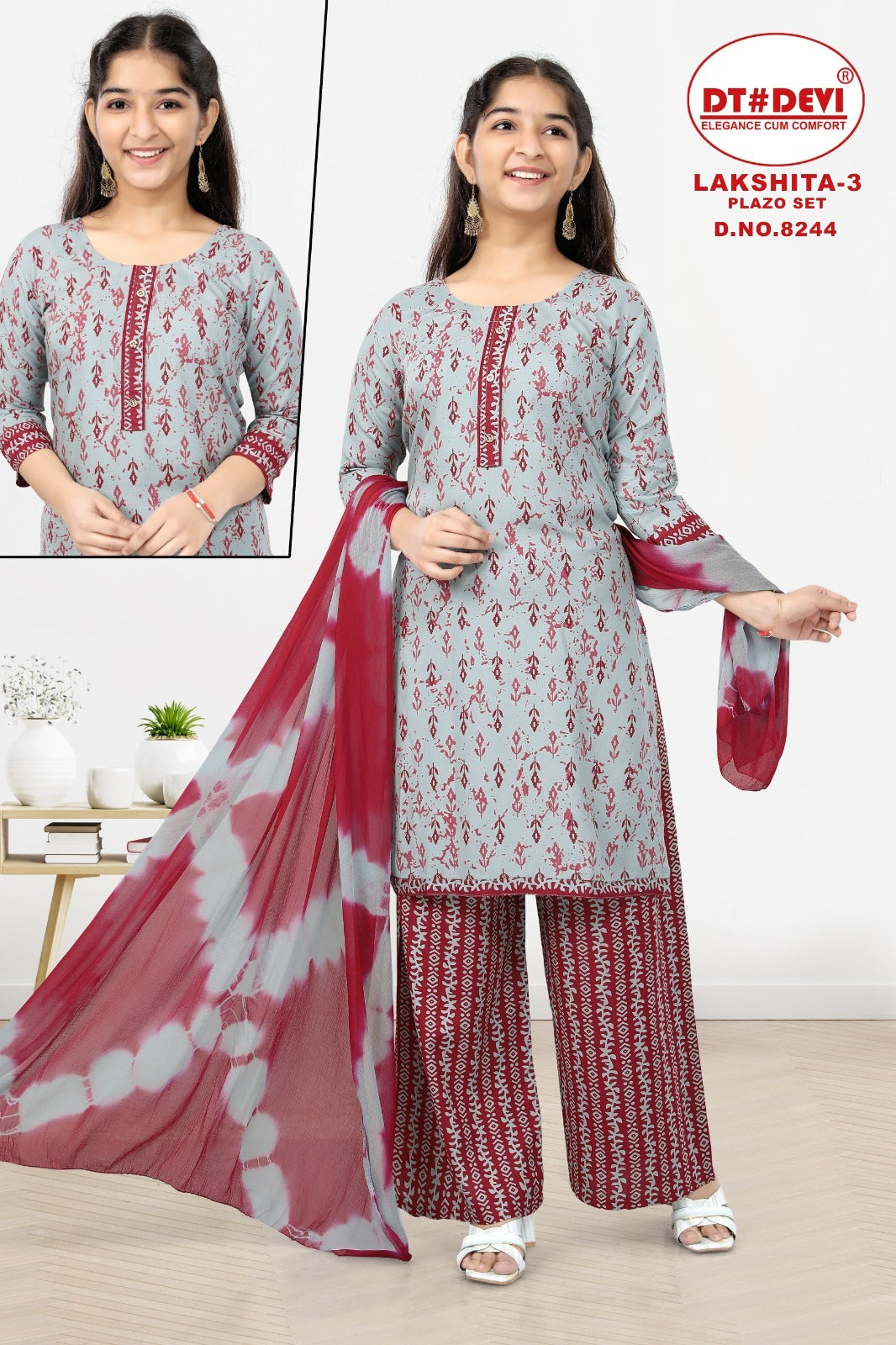 8244-Lakshita Vol 3 Dt Devi Rayon  Readymade Plazzo Style Suits