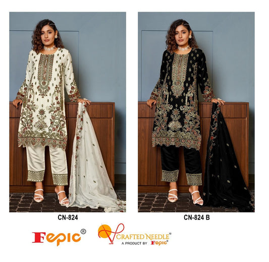 824 Crafted Needle Organza Pakistani Readymade Suits