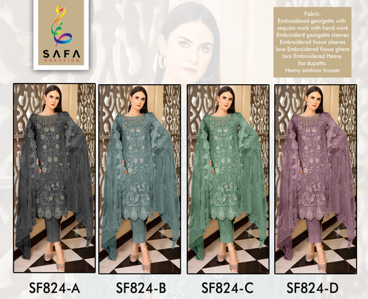 824 Safa Creation Georgette Pakistani Salwar Suits
