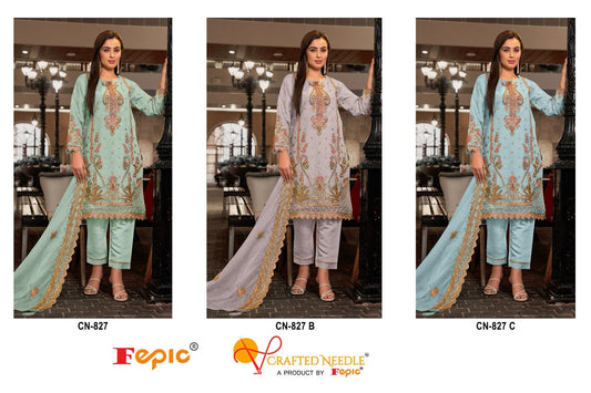 827 Crafted Needle Organza Pakistani Readymade Suits
