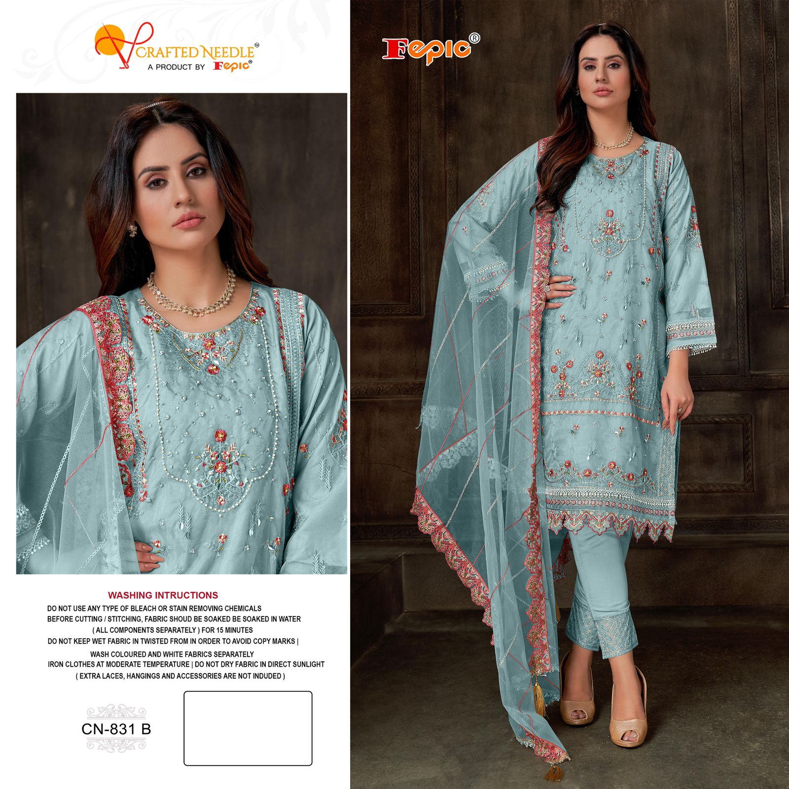 831 Crafted Needle Organza Pakistani Readymade Suits