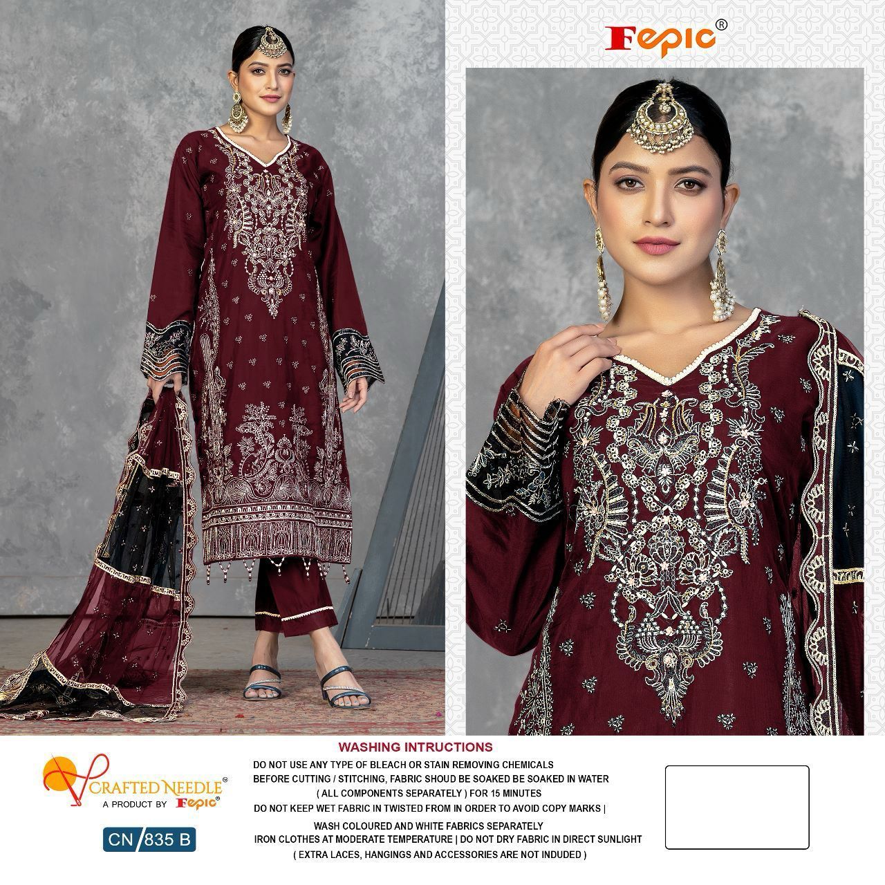 835-Fepic Crafted Needle Organza Pakistani Readymade Suits
