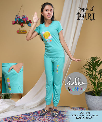 83 Papa Ki Pari Tencil Lycra Girls Pant Set