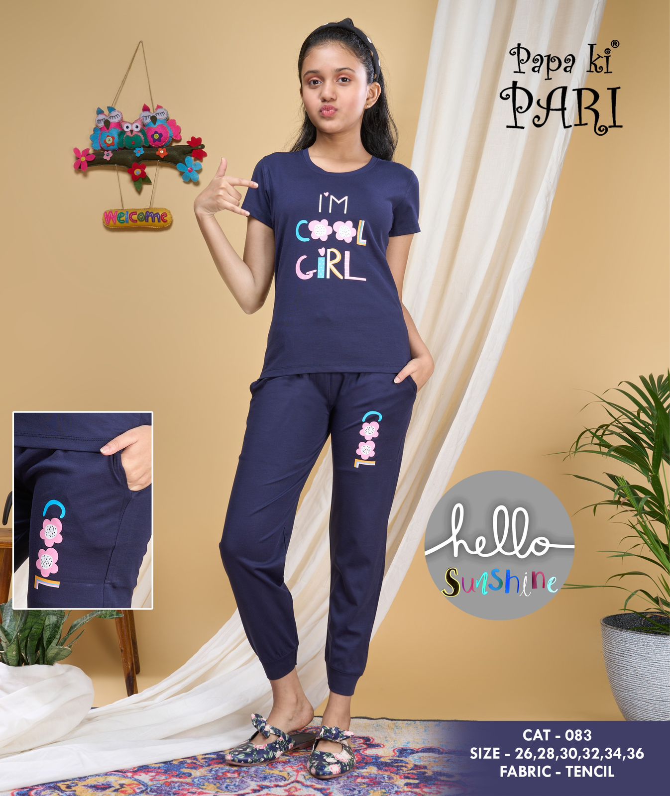 83 Papa Ki Pari Tencil Lycra Girls Pant Set