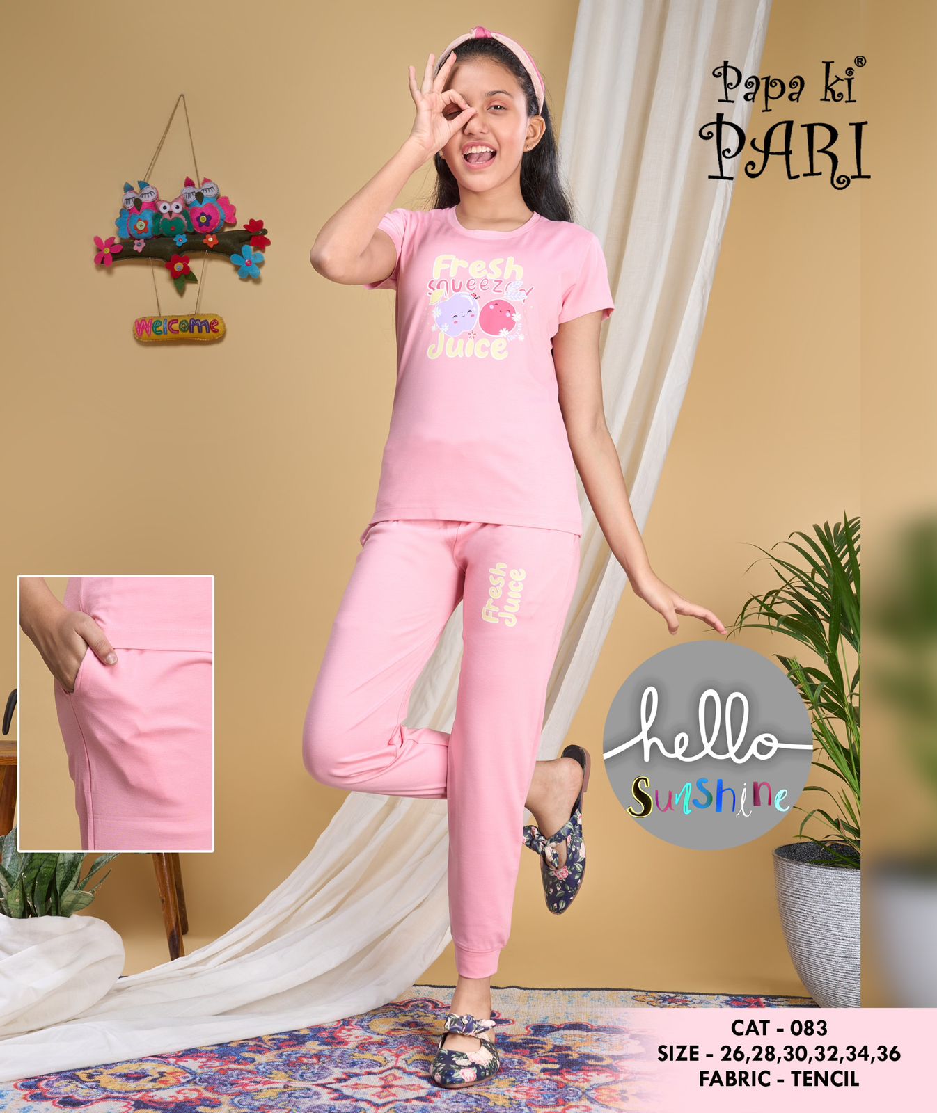 83 Papa Ki Pari Tencil Lycra Girls Pant Set