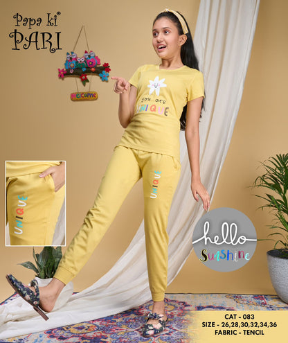 83 Papa Ki Pari Tencil Lycra Girls Pant Set