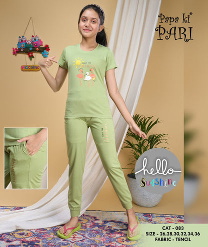 83 Papa Ki Pari Tencil Lycra Girls Pant Set