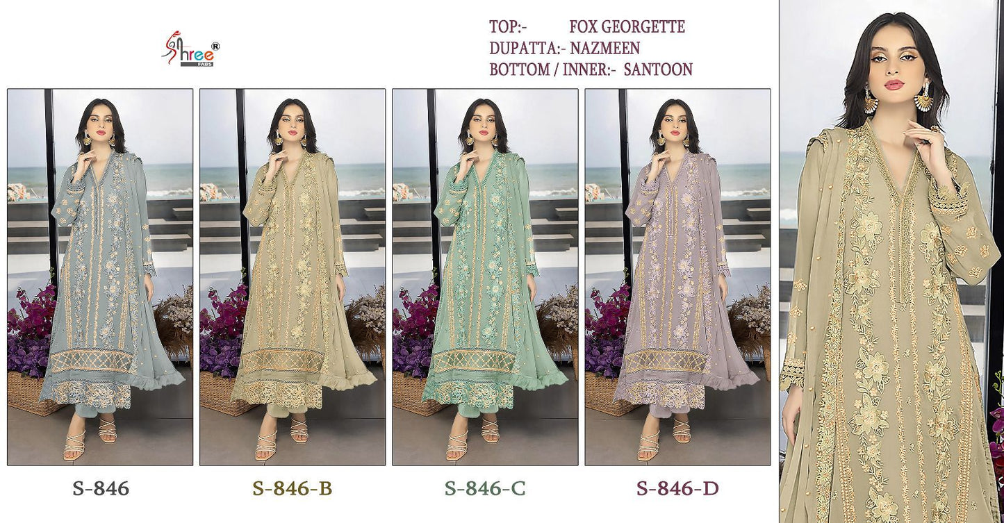 846-New Shree Fabs Fox Georgette Pakistani Salwar Suits