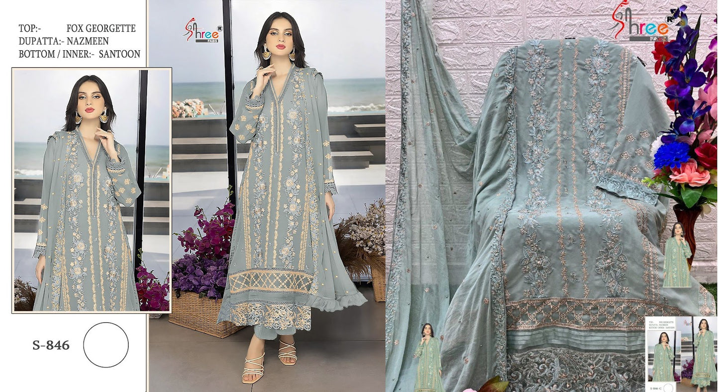 846-New Shree Fabs Fox Georgette Pakistani Salwar Suits