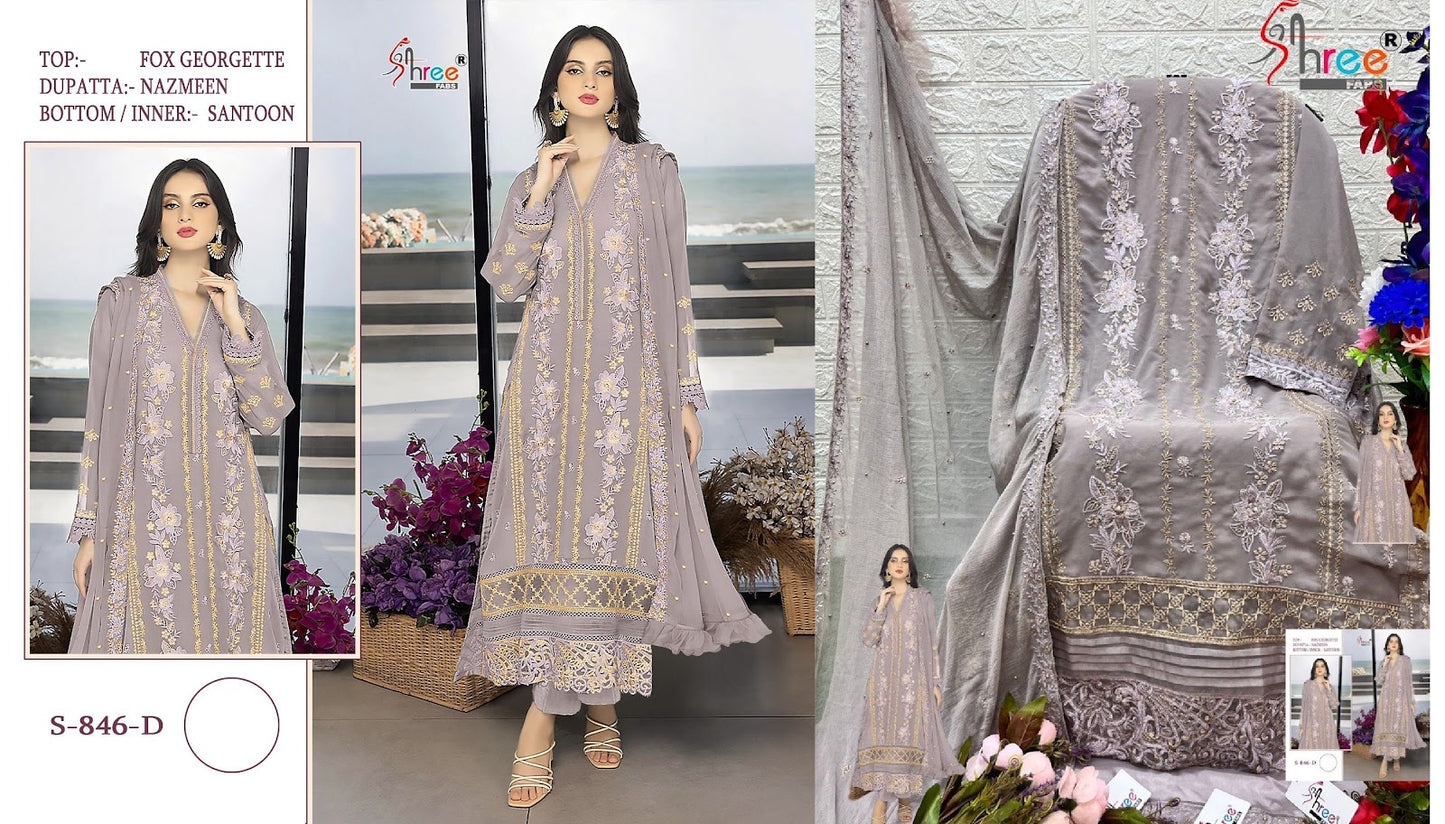 846-New Shree Fabs Fox Georgette Pakistani Salwar Suits