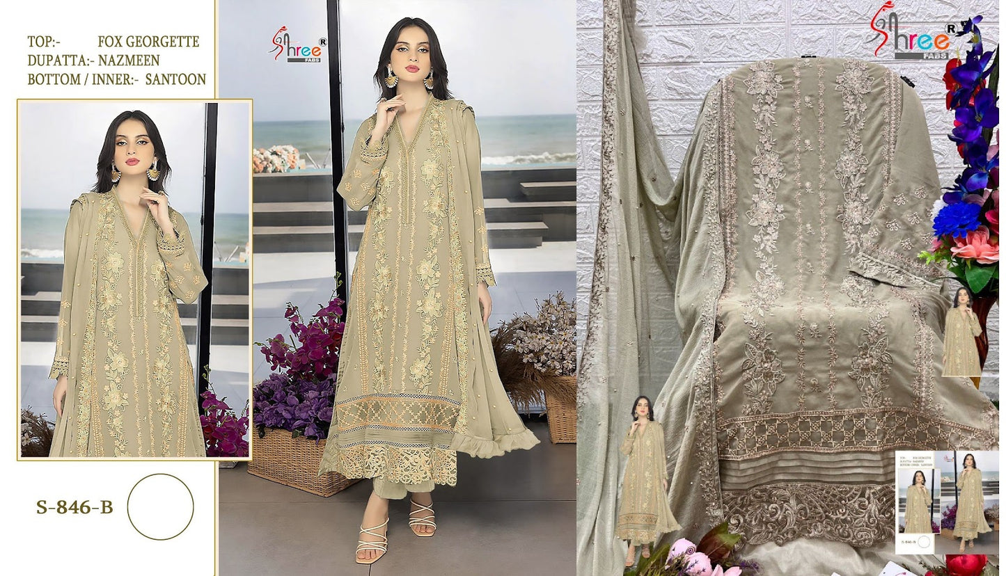 846-New Shree Fabs Fox Georgette Pakistani Salwar Suits