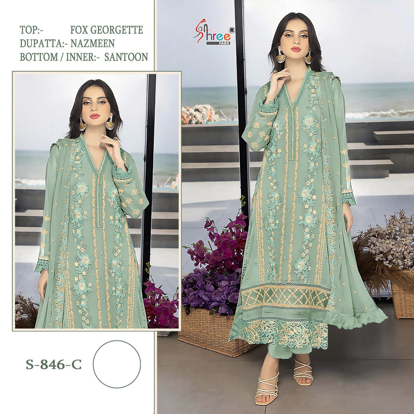 846-New Shree Fabs Fox Georgette Pakistani Salwar Suits