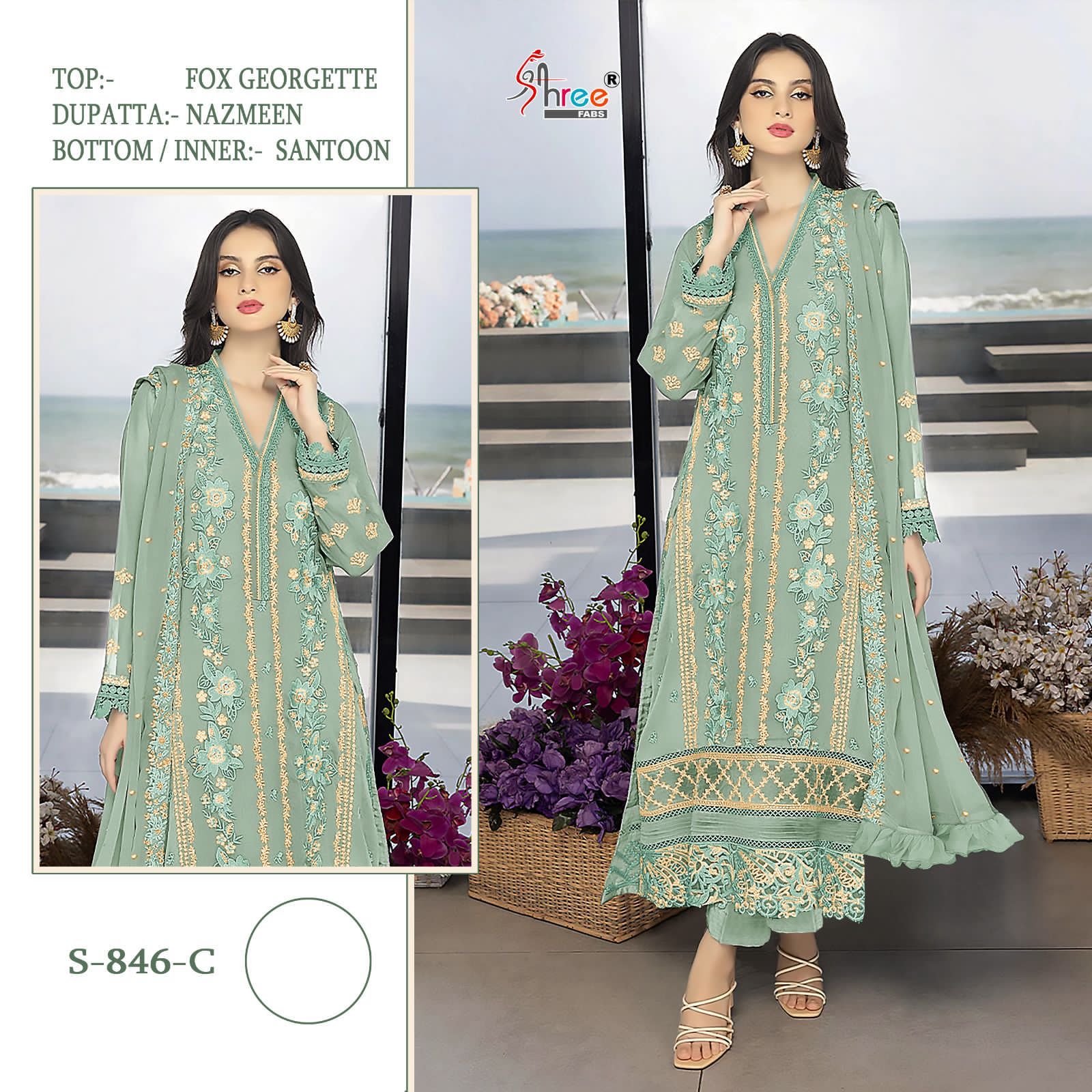 846-New Shree Fabs Fox Georgette Pakistani Salwar Suits
