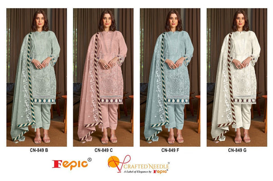 849-Color Crafted Needle Organza Pakistani Readymade Suits