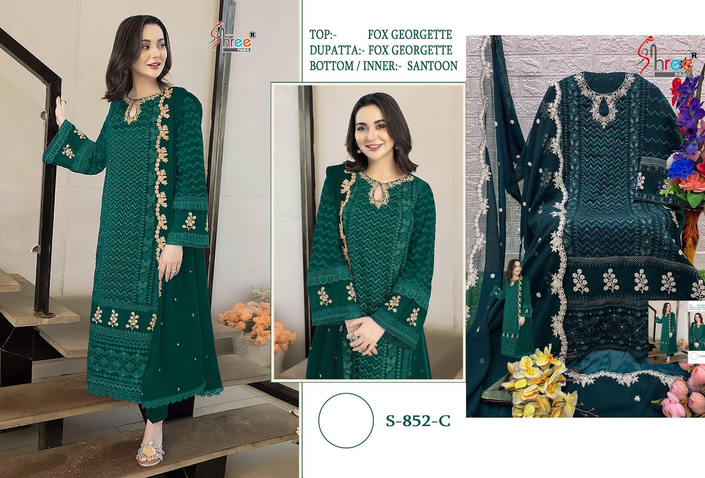 852 Shree Fabs Georgette Pakistani Salwar Suits