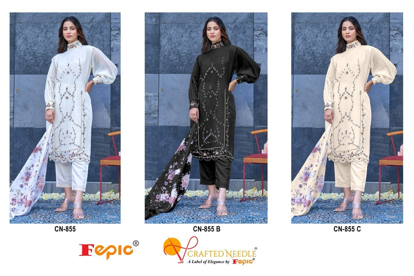 855 Crafted Needle Georgette Pakistani Readymade Suits