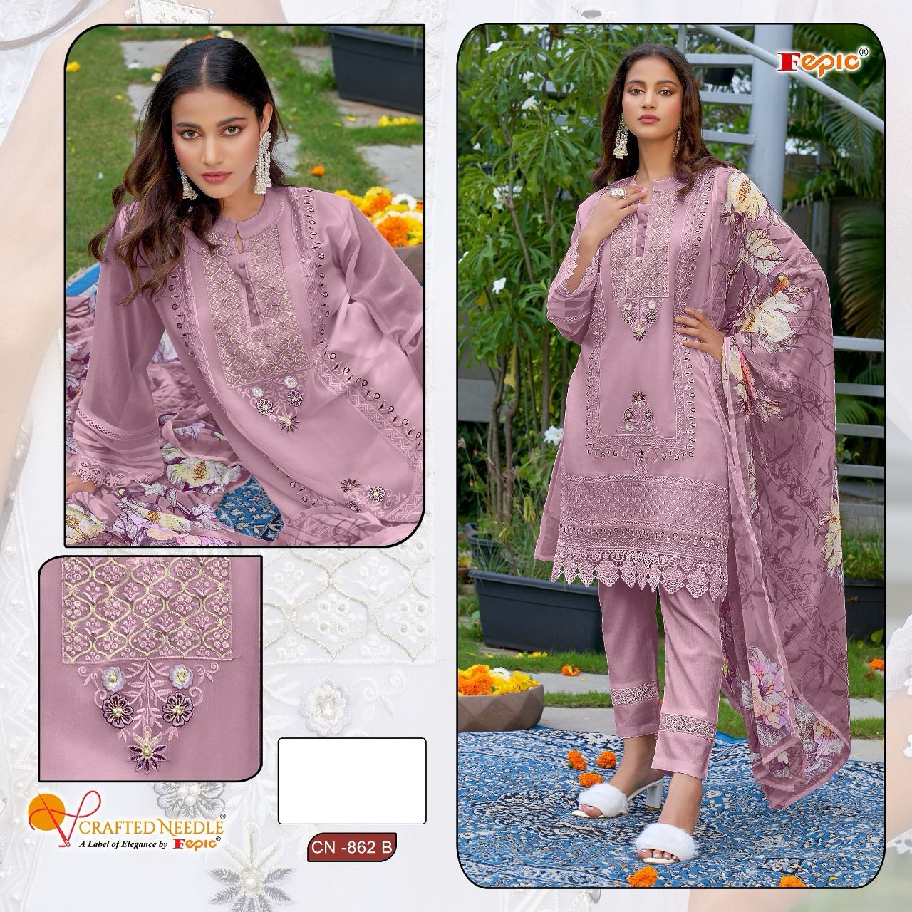 862 Crafted Needle Georgette Pakistani Readymade Suits