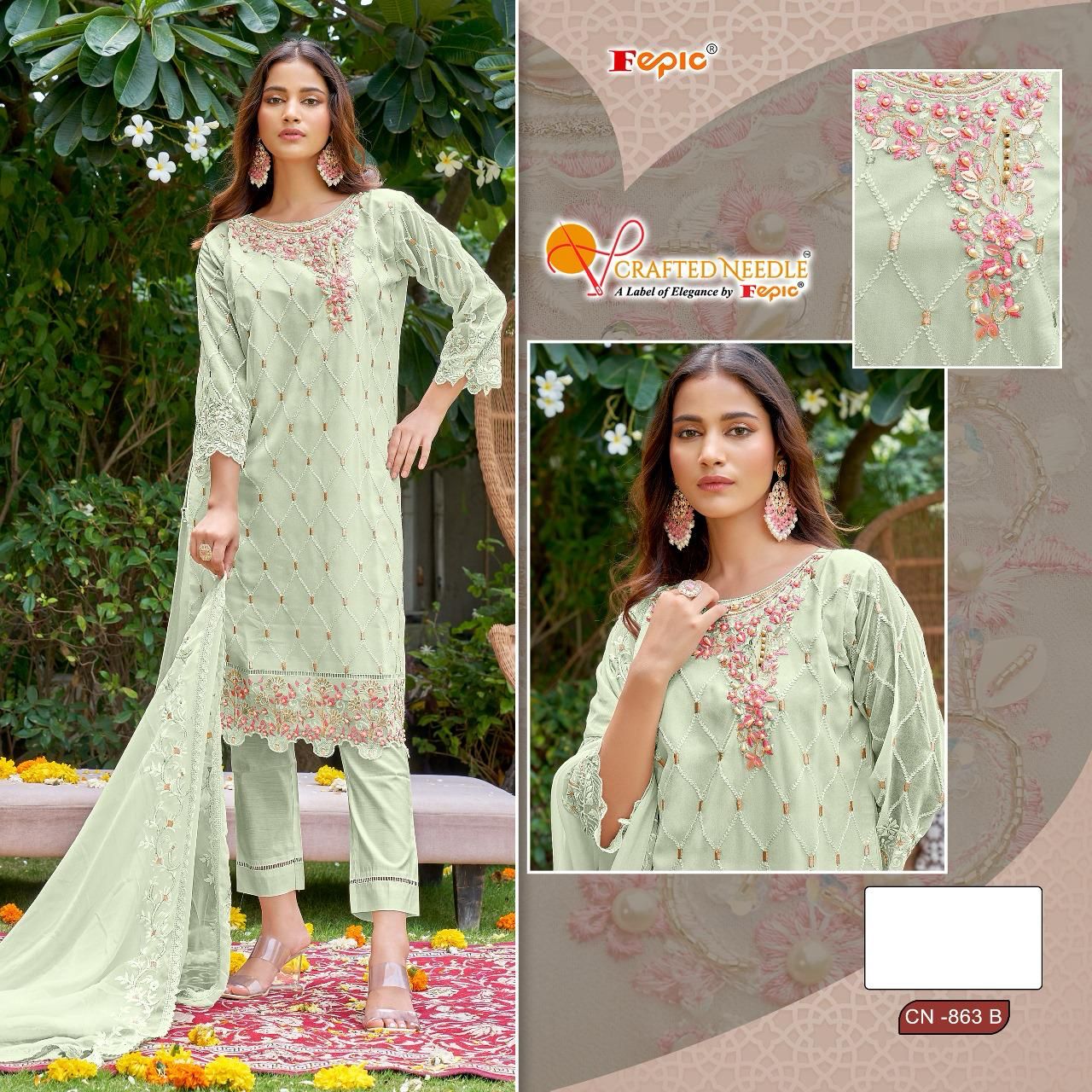 863 Crafted Needle Georgette Pakistani Readymade Suits