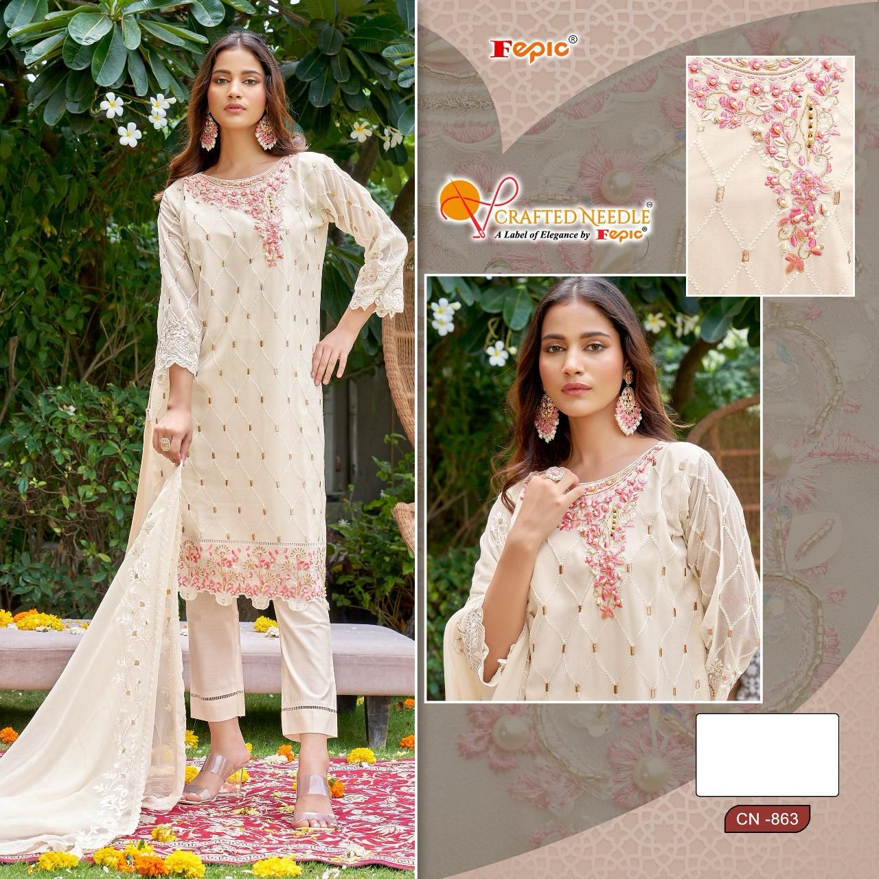 863 Crafted Needle Georgette Pakistani Readymade Suits