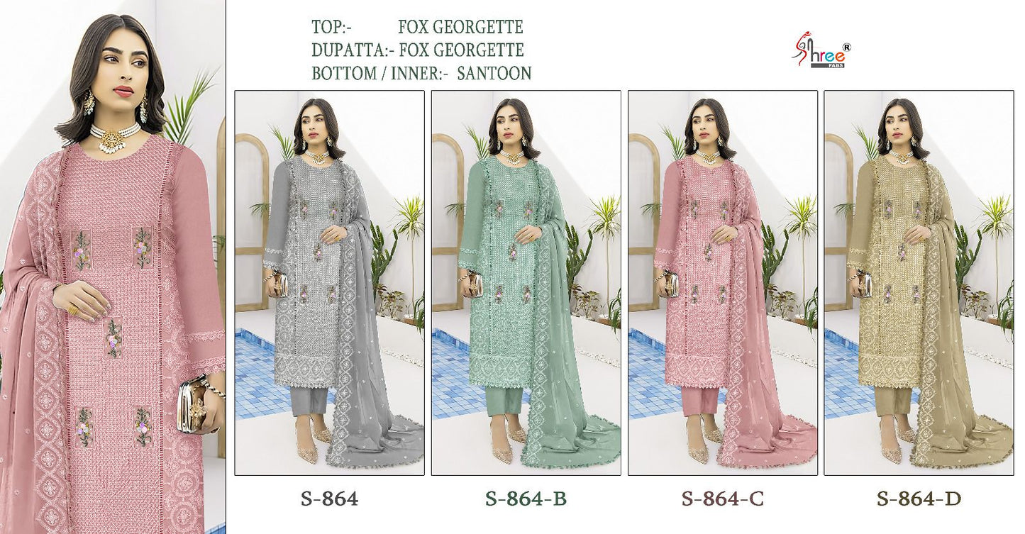 864 Shree Fabs Georgette Pakistani Salwar Suits