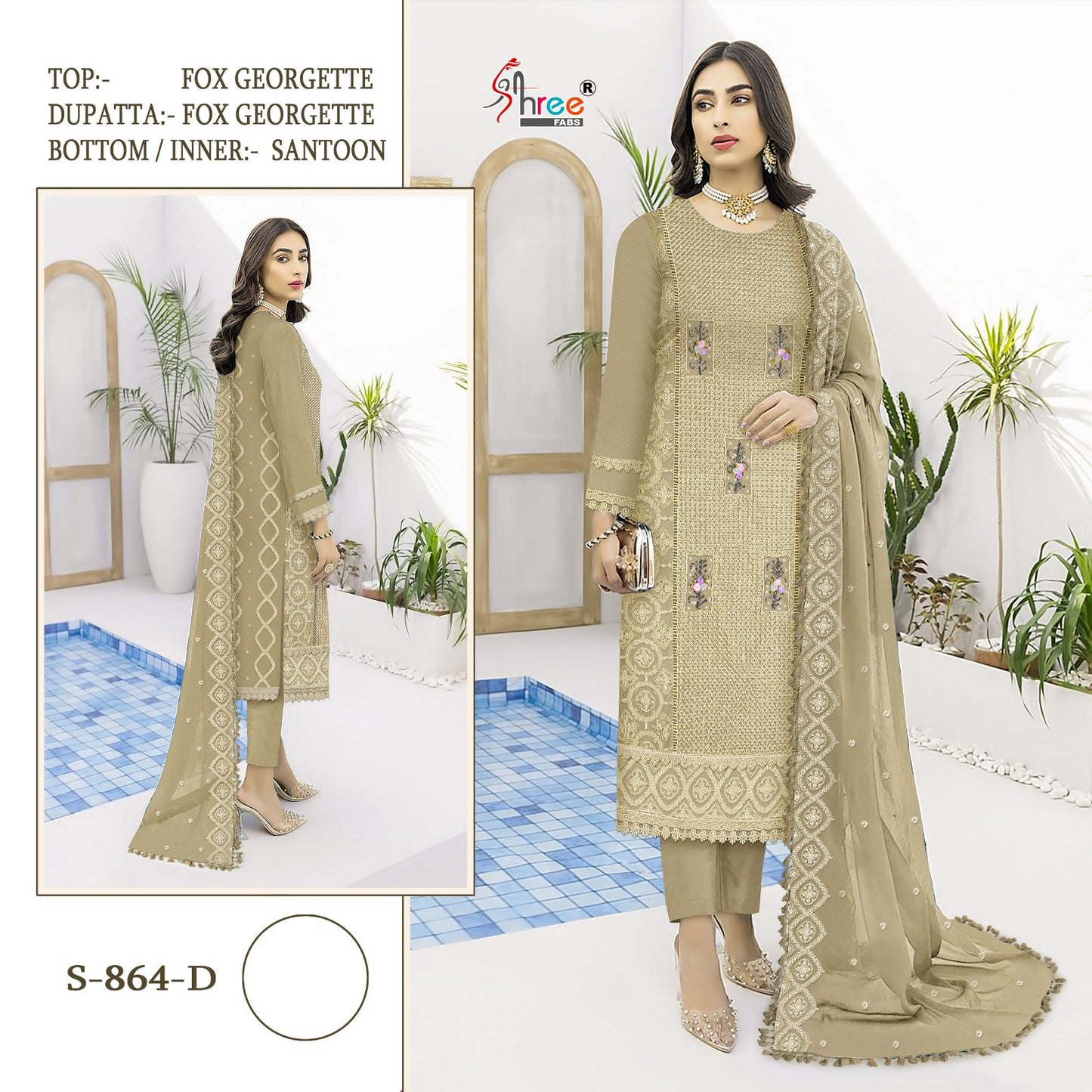 864 Shree Fabs Georgette Pakistani Salwar Suits