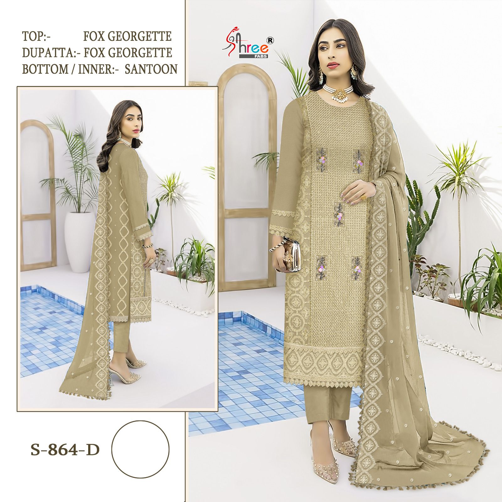 864 Shree Fabs Georgette Pakistani Salwar Suits