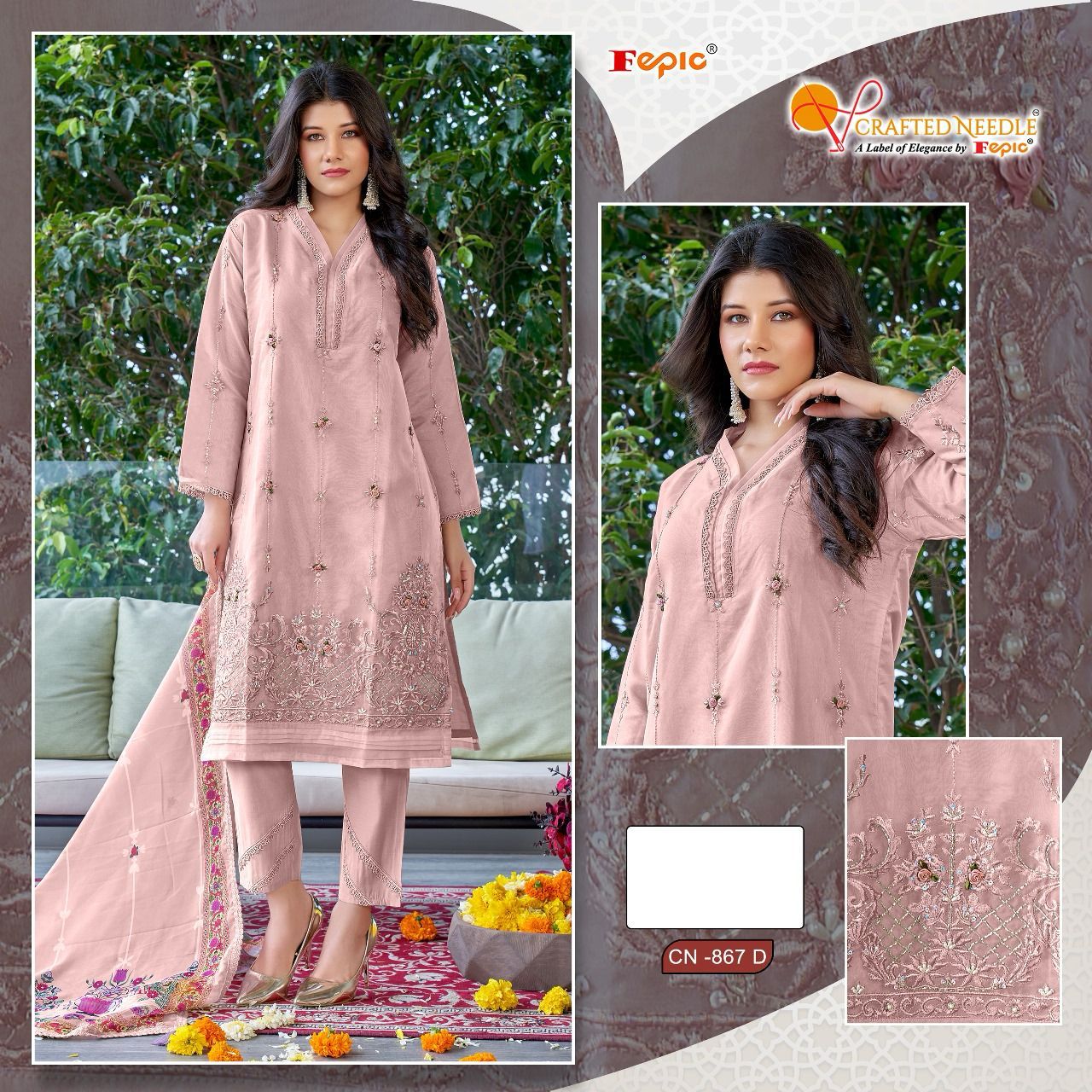 867 Crafted Needle Organza Pakistani Readymade Suits