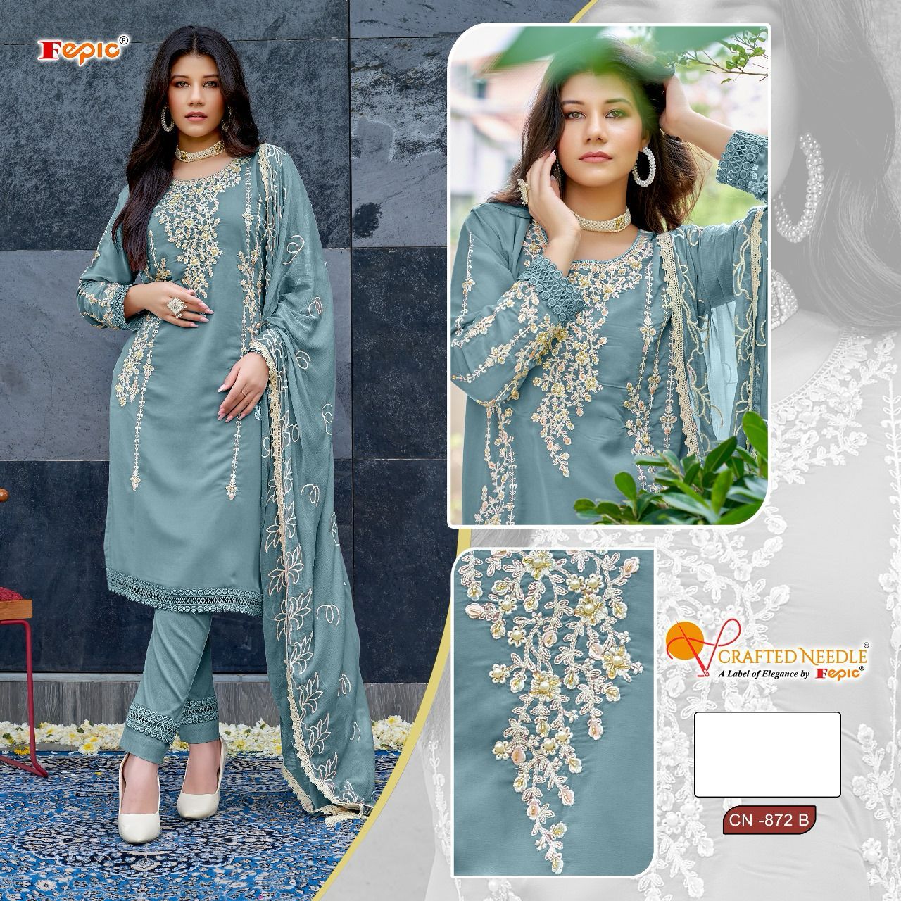 872 Crafted Needle Georgette Pakistani Readymade Suits