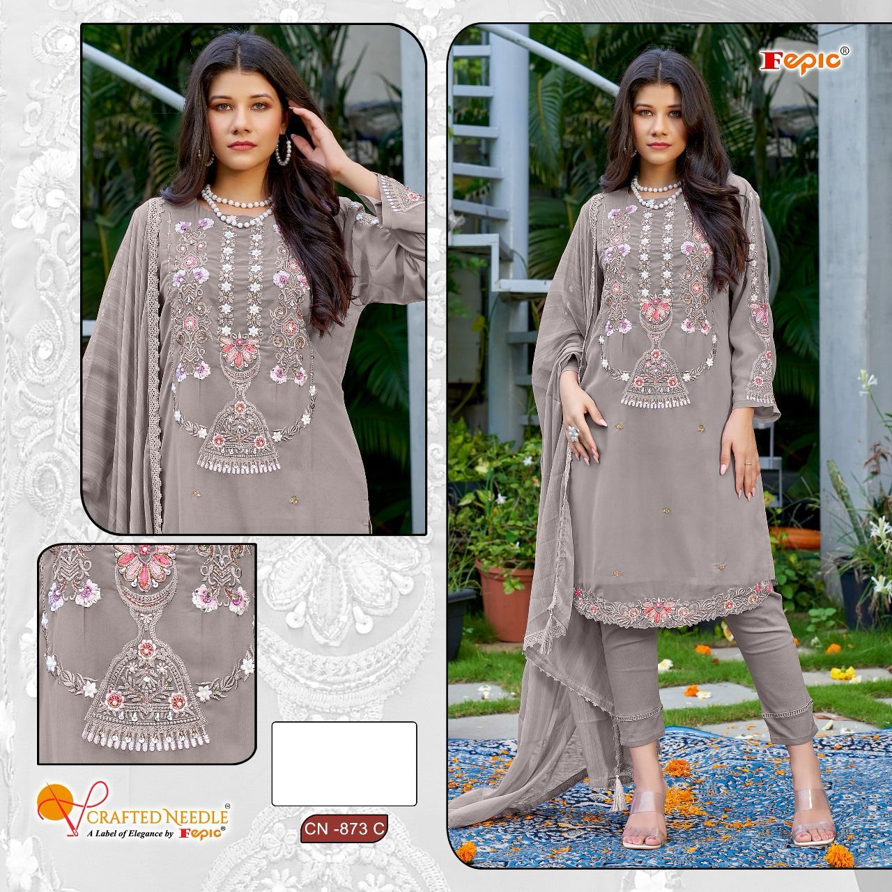 873 Crafted Needle Georgette Pakistani Readymade Suits