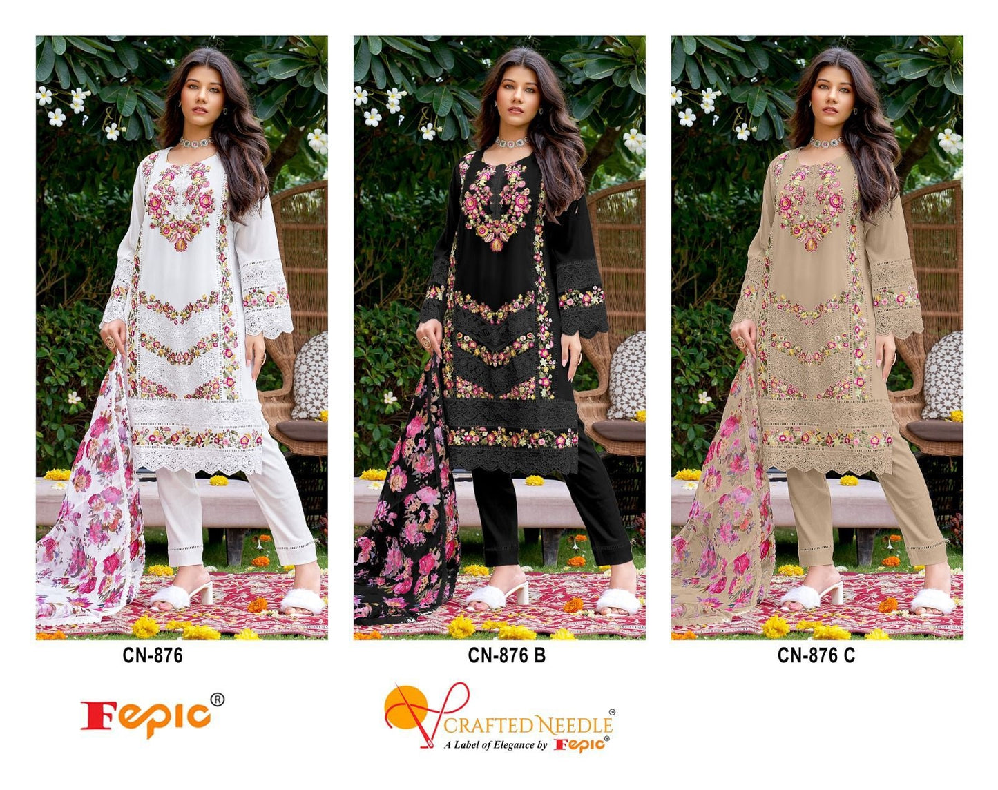 876 Crafted Needle Georgette Pakistani Readymade Suits