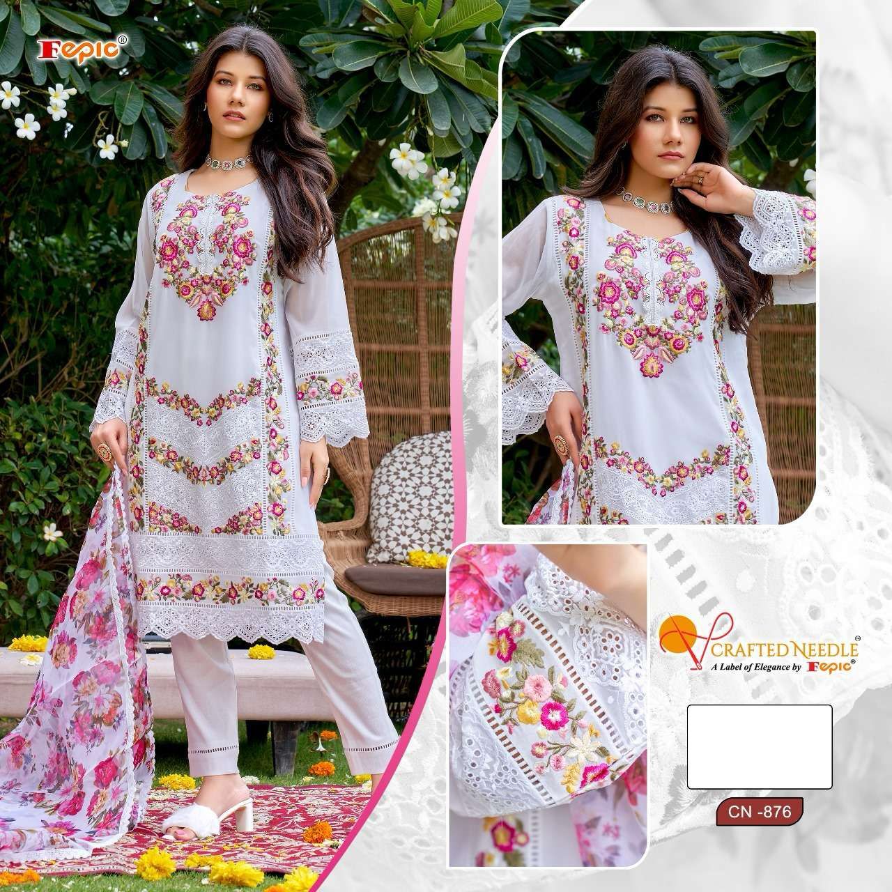 876 Crafted Needle Georgette Pakistani Readymade Suits