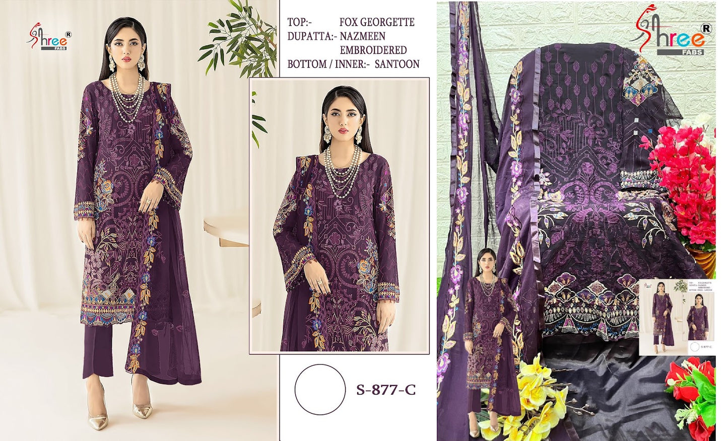 877 Shree Fabs Fox Georgette Pakistani Salwar Suits