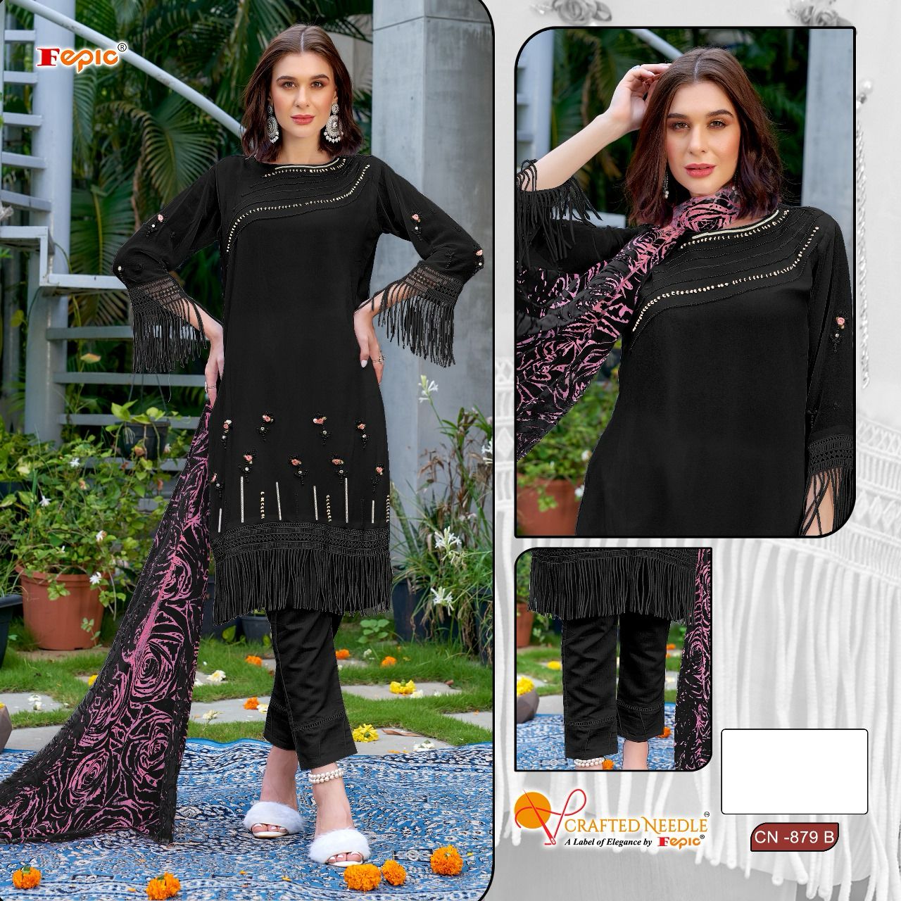879 Crafted Needle Georgette Pakistani Readymade Suits