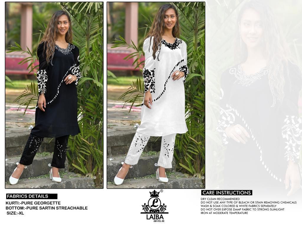88 Laiba Georgette Kurti Pant Set