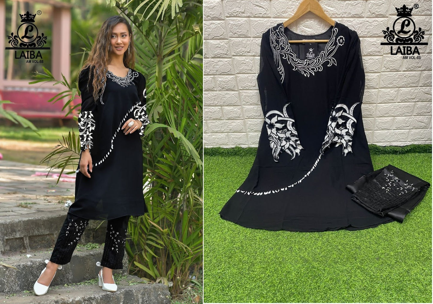 88 Laiba Georgette Kurti Pant Set