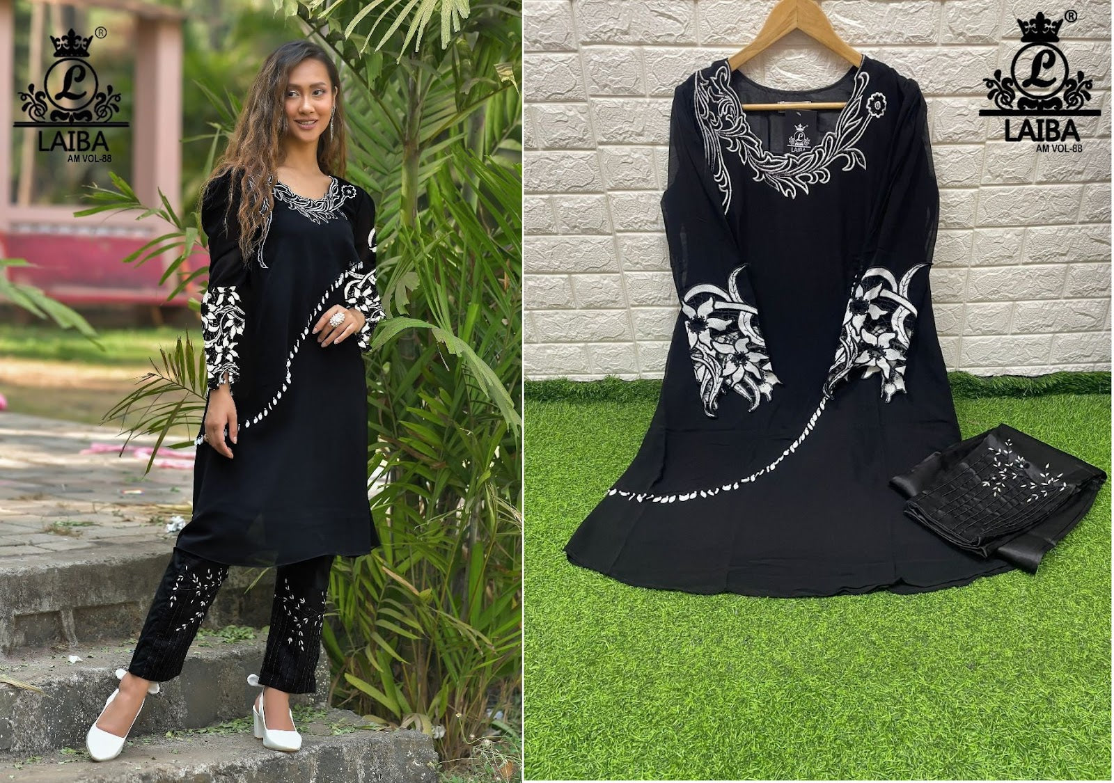 88 Laiba Georgette Kurti Pant Set