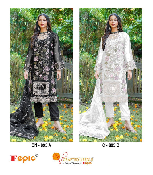 895-Fepic Crafted Needle Organza Pakistani Readymade Suits