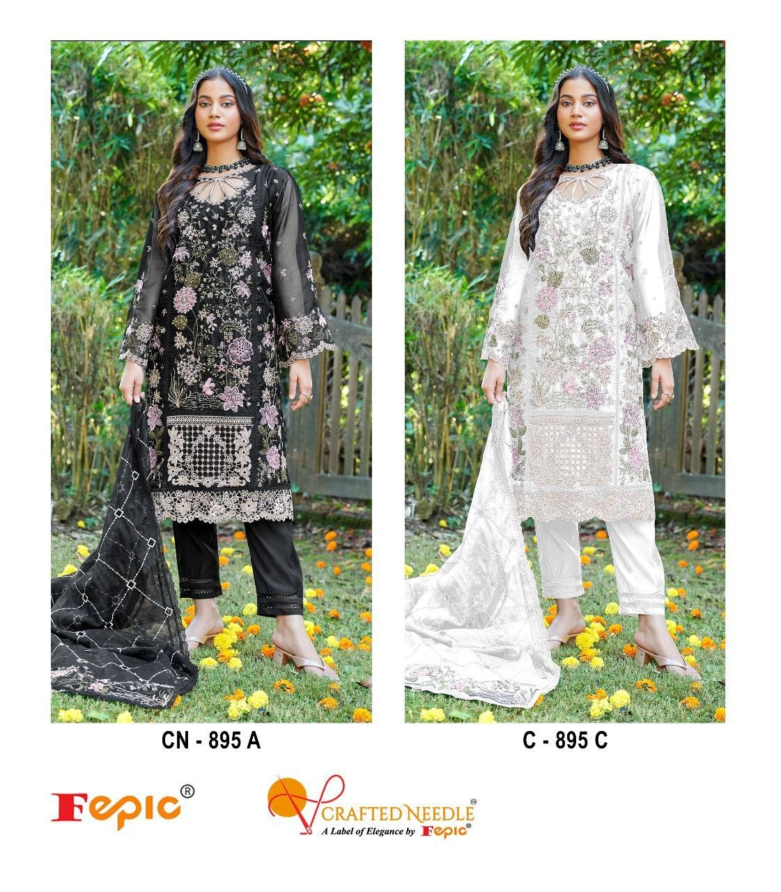 895-Fepic Crafted Needle Organza Pakistani Readymade Suits