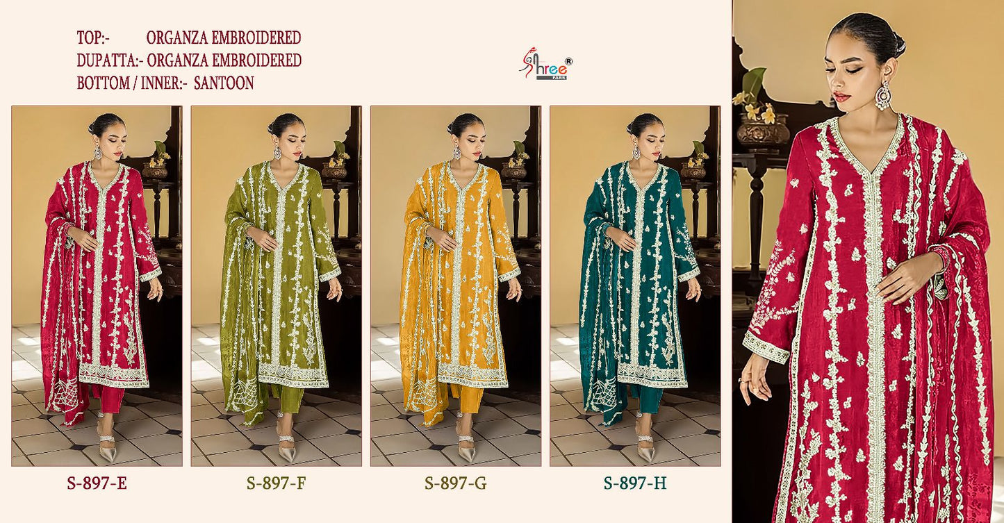 897-Dark Shree Fabs Organza Pakistani Salwar Suits