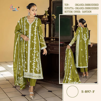 897-Dark Shree Fabs Organza Pakistani Salwar Suits