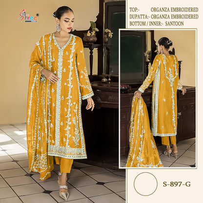 897-Dark Shree Fabs Organza Pakistani Salwar Suits