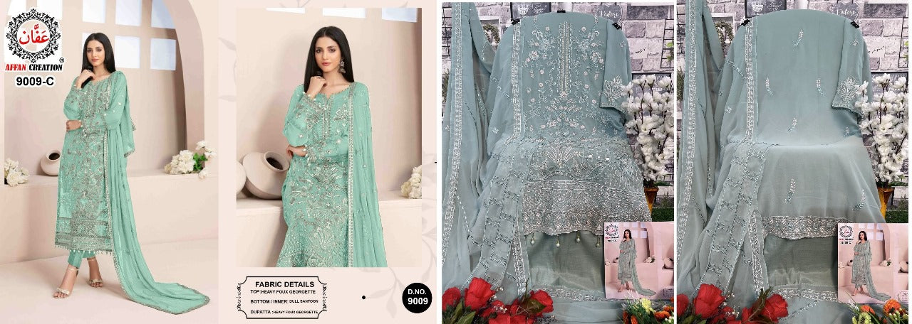9009 Affan Creation Fox Georgette Pakistani Salwar Suits