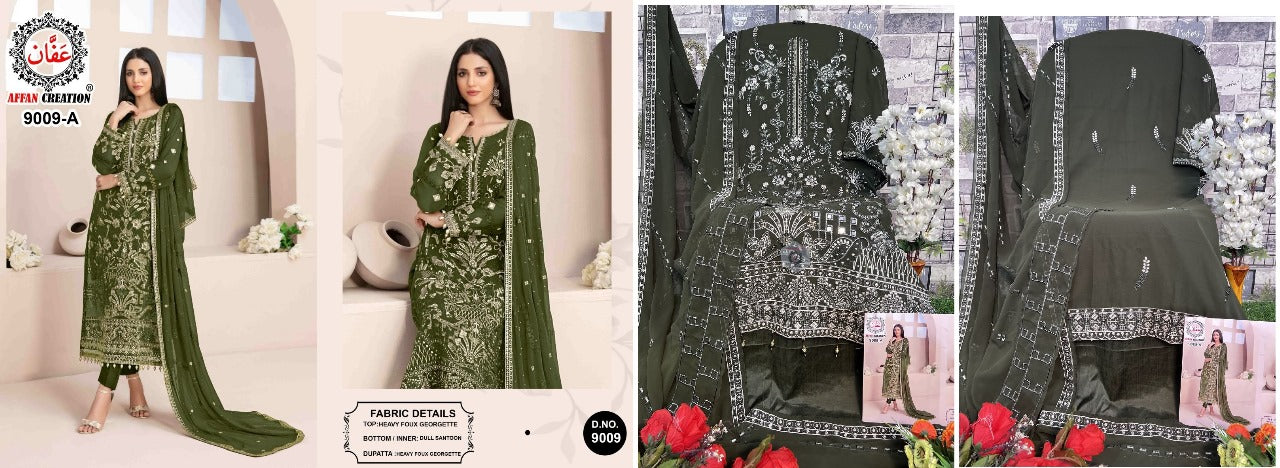 9009 Affan Creation Fox Georgette Pakistani Salwar Suits