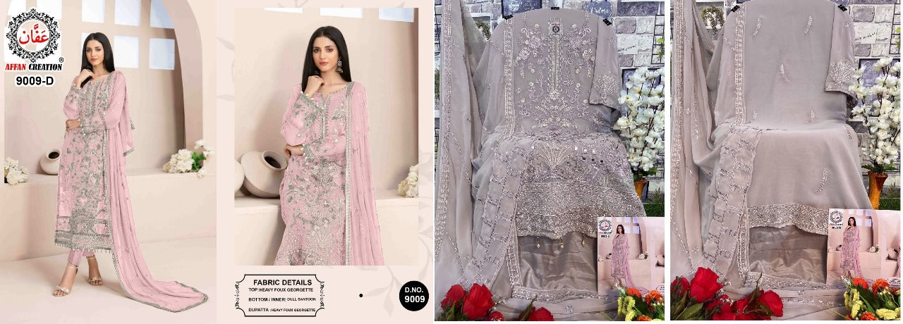 9009 Affan Creation Fox Georgette Pakistani Salwar Suits