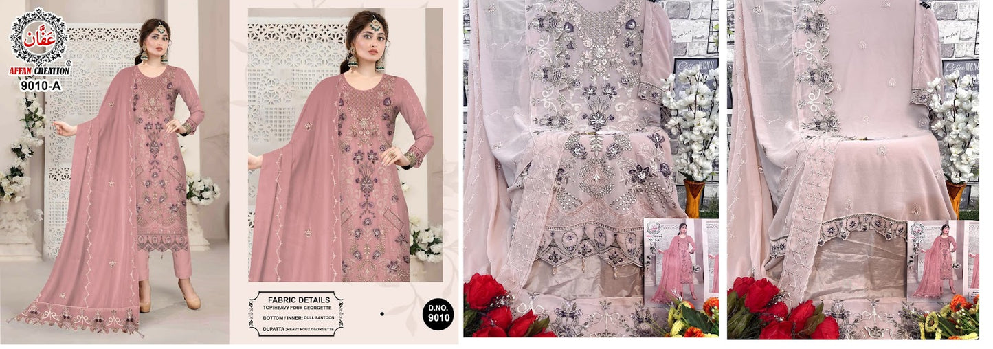 9010 Affan Creation Fox Georgette Pakistani Salwar Suits
