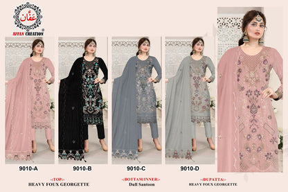 9010 Affan Creation Fox Georgette Pakistani Salwar Suits