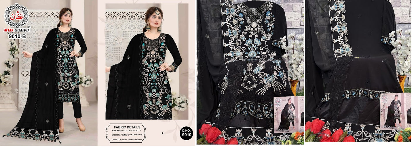 9010 Affan Creation Fox Georgette Pakistani Salwar Suits