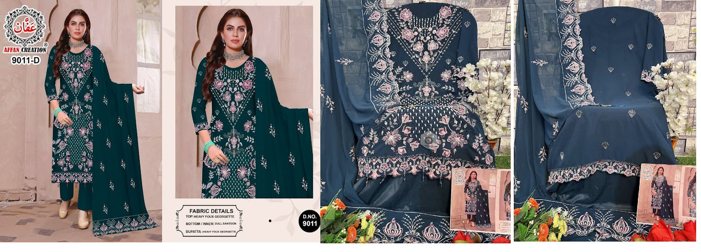 9011 Affan Creation Fox Georgette Pakistani Salwar Suits
