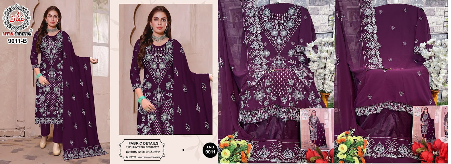 9011 Affan Creation Fox Georgette Pakistani Salwar Suits